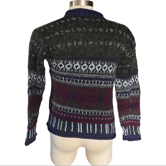 Tangents Multicolored Fair Isle Knit Full Zip Ugly Christmas Sweater Cardigan M - Picture 4 of 11